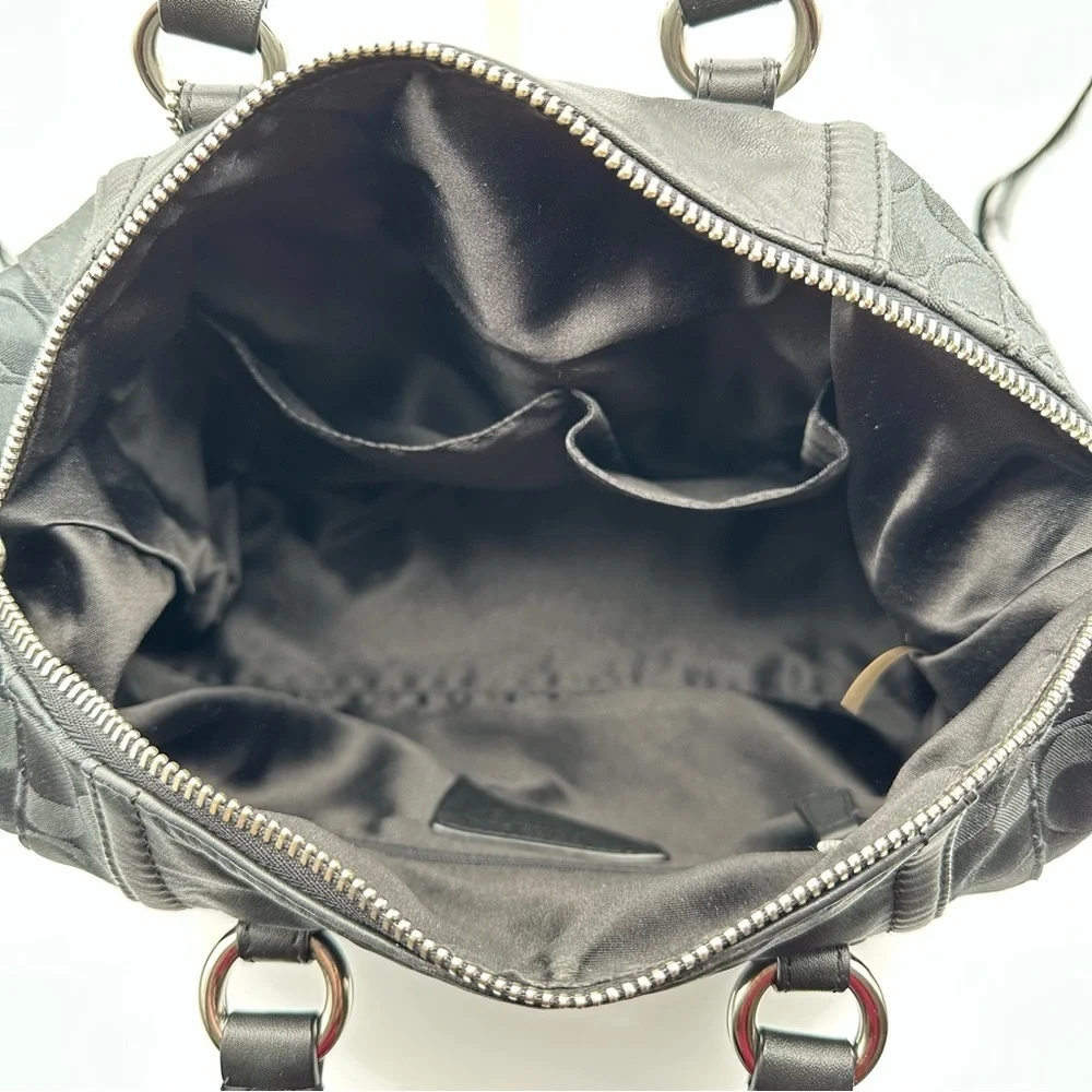 Coach Black Signature Canvas Satchel with Shoulder Strap